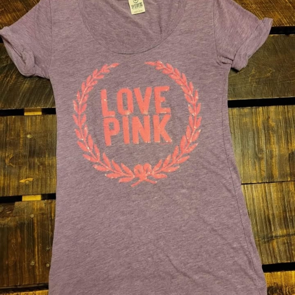Love Pink Victoria Secret Purple T-Shirt Size Small
